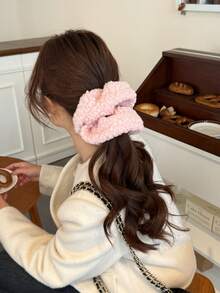 Scrunchies de Fleece Quente, Elásticos de Cabelo Estilo Coreano Tipo Rosquinha, Porta-Rabos de Cabelo, Elásticos de Cabelo Scrunchie como Presente de Acessórios para o Dia dos Namorados