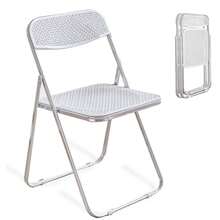 Silla plegable de plástico, silla de jardín portátil, sillas para fiestas en interiores y exteriores, asientos apilables, ligeras y cómodas. - Blanco - Ver 12