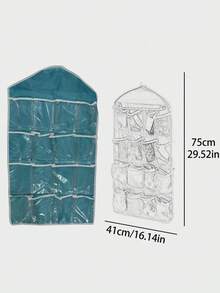 1个16口袋透明门后挂式收纳袋，用于存放鞋子和配饰，便携式，其他材质 - 彩色 - 查看 2