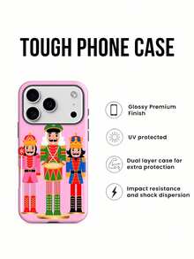 Estuche para teléfono con personaje de Cascanueces bailando Compatible con estuches para teléfonos   17  16 Pro Max  15 Pro Max  13 y  12 Hecho de material TPU a prueba de caídas, resistente al desgaste y cómodo de sostener Un gran regalo para familiares, amigos, seres queridos, novios/novias y para Navidad - Blanco - Ver 3