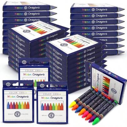 Neon Bulk Crayons Packs - 36 Boxes 288 Total Crayon Of Teacher Quality Durable Classroom Packs Students Party Favors