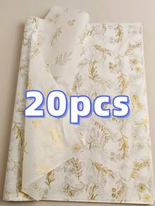 5/10/20/40PCS Thin Paper With Golden Plant And Flower Patterns, 20 * 14 Inch Gift Wrapping Paper, Suitable For Spring And Summer Weddings, Valentine's Day, Birthday Gift Packaging, Bouquet Packaging, Gift Bag Filling, And Party Gifts - Multicolor - View 11