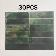 1/12/30 piezas Pegatinas de pared autoadhesivas con patrón de ladrillo verde, azulejos adhesivos, papel tapiz impermeable para sala de estar, cocina, salpicadero, baño, hogar, estilo Zellige