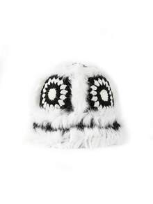 1pc Women's Fashionable Knitted Hat, Fluffy Tiger Head Bucket Hat, Cute & Flattering For Winter - Plush Knitted Hat - View 19