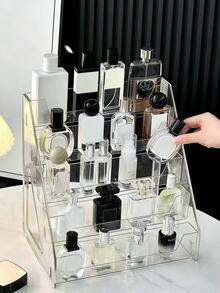 五层化妆品及珠宝收纳架 - 节省空间的梳妆台面置物架，多功能收纳盒，可收纳化妆品、香水、浴室用品 - 女士理想礼物，多层展示架，抛光表面，家居收纳必备 - 彩色 - 查看 7