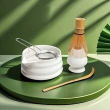 Litivibecho 5pcs Matcha Whisk Set, Ceramic Matcha Set Includes Matcha Bowl, Matcha Whisk (Chasen) And Holder, Sifter, Bamboo Scoop, Matcha Kit For Matcha Lovers - 白色 - 查看 1