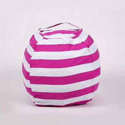 Randig plyschdockor för barn - Rund kanvasväska med stor kapacitet, dragkedja, blandad färg, lämplig för sovrum, lekrum, resor, utomhus, randigt mönster, rent vävt tyg, dedikerad dockförvaringslåda