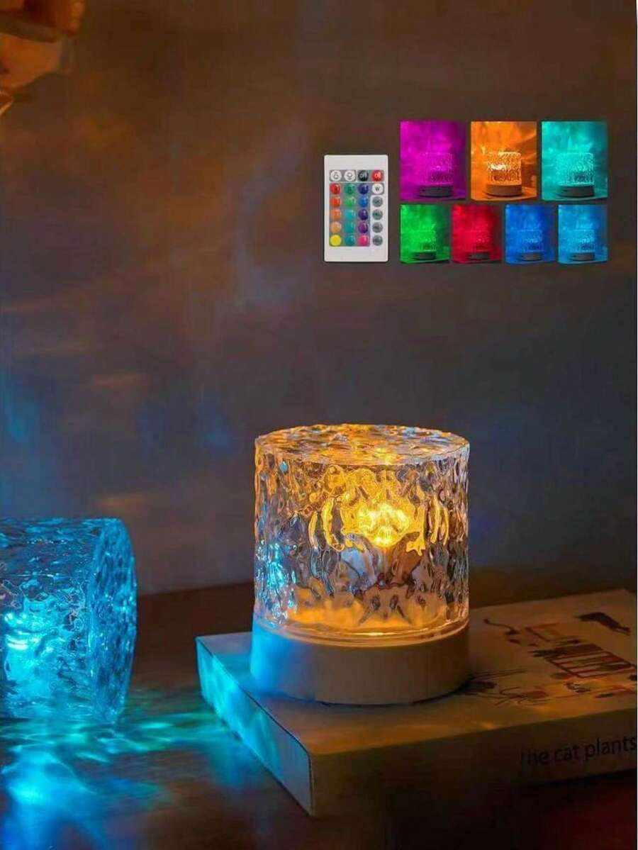 1 đèn LED chiếu hình sóng nước 16 màu, điều khiển từ xa và cảm ứng, đèn điện tử dùng nguồn USB, thích hợp trang trí nhà cửa và ký túc xá, quà tặng hoàn hảo cho sinh nhật và ngày lễ, bóng đèn thông minh, đèn chiếu điểm thông minh, đèn phòng ngủ, đèn LED phòng khách, đèn ngủ, trang trí phòng. - Nhiều màu - Xem 1