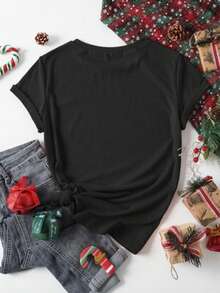 Customized Women Short Sleeve T-Shirt, Personalized Graphic Design, Upload Your Photo/Logo/Poster/Family Photo/Company Team Photo, Spring/Summer Ladies Tee, Valentine's Day Gift, Anniversary Gift, Music Festival, Wedding/Party Attire, Cultural Shirt, Holiday Present, Team Uniform Customization, Summer Tops, Charity Group Customized,Ornamental,Dawg,Unique,Custom,Ideal Gifts For Her,Family,Friends,Pink Girls,For Holiday,For Vacation,For Anniversaries,Chic Autumn,Street Casual Chic,Gym - 黑色 - 查看 7