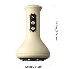 Instrumento eléctrico inteligente recargable por USB de 1200 mAh para ventosas y raspado, para uso doméstico, masajeador de ventosas inteligente con 9 velocidades ajustables, masajeador eléctrico doméstico de ventosas y gua sha con ventosas grandes de succión y deslizamiento para frotar el abdomen, la espalda, las piernas y masajear, dispositivo portátil, ventosas fáciles de usar, deslizamiento suave, regalos para las fiestas navideñas - Beis - Ver 5