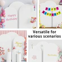 eluckya Arched Backdrop, 6ft, 6.6ft, 7.2ft, Double-Sided Stretch Fabric, Arched Backdrop, Dome Arched Backdrop, Suitable For Birthday Parties, Baby Showers, Gender Reveal Parties, Decorative Arches, Wedding Banners, Wedding Arch Support Decorations (Backdrop Only, Support Not Included). - 白色 - 查看 6
