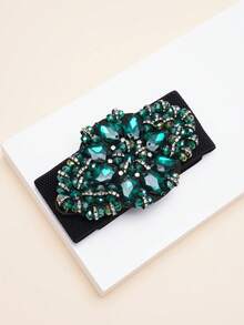 1pc Fashionable & Elegant Green Rhinestone Beaded Elastic Waist Belt, Bohemian Style, Suitable For Robes, Autumn Festivals, Long Dresses, Underskirts, Formal Gowns, Suitable For Students, Casual Women, Business Casual Ladies, And Christmas/Halloween Party Gifts - Green Rhinestones - View 8