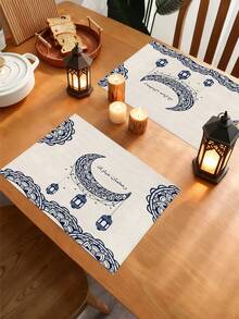 1 قطعة من مفرش طاولة بنمط هلال رمضان، مفرش طاولة ديكور منزلي لرمضان، ديكور منزلي إسلامي، 1 قطعة مفرش طاولة، 4 قطع أطباق، 1 قطعة غطاء وسادة، 3 منتجات متوفرة، ديكور منزلي داخلي/خارجي لحفلات، ديكور غرفة. مناسب لديكور مطبخ المنزل في رمضان وديكور حفلات رمضان - متعدد الألوان - مشاهدة 6