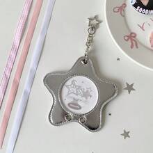 时尚简约芭蕾舞风格PU星卡夹，偶像动漫徽章展示收纳盒，带挂绳 - 彩色 - 查看 7