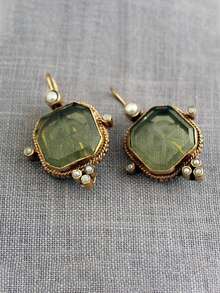 1 Pair Retro Printed Faux Crystal Alloy Dangle Earrings, Suitable For Street, Office, Casual Wear, Women Gift - Multicolor - View 4