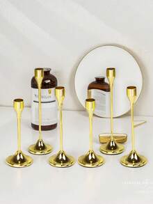 3/6件套优雅金属烛台 - 简约金色黑色烛台桌面摆件,适用于婚礼、派对、家居装饰和节日庆典,节日中心装饰品 | 精致餐具 | 金属材质,烛台装饰 - 金色 - 查看 14