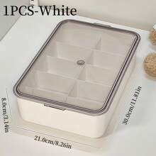 Awaoko 1个带盖白色内衣收纳盒，10格大容量衣柜整理盒，适用于内衣、袜子等，PET材质，透明，可堆叠，适用于卧室抽屉。 - 彩色 - 查看 5