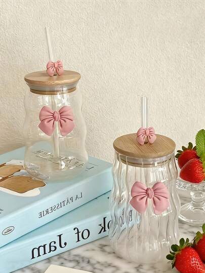 كوب قش زجاجي من سلسلة أميرة الفراشة - 500 مل/16.91 أونصة، كوب قش للقهوة/الشاي بالحليب، هدية مثالية للأعياد/أعياد الميلاد!