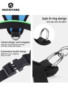 1 Set HUITAIYANG All-Season Pet Leash And Harness Set, Comfortable Breathable With Reflective Strips, Mesh Design, Lightweight Non-Choke Adjustable Leash And Harness Set For Small To Medium Dogs And Cats (Actual Product May Be Slightly Smaller, Please Order One Size Up) - Blue - View 7
