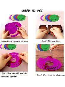 18pcs Colorful Ceiling Swirl Foil Hanging Decorations, Plastic Streamers Swirl Theme Decor, Suitable For Wedding, Thanksgiving, Graduation, Birthday Party