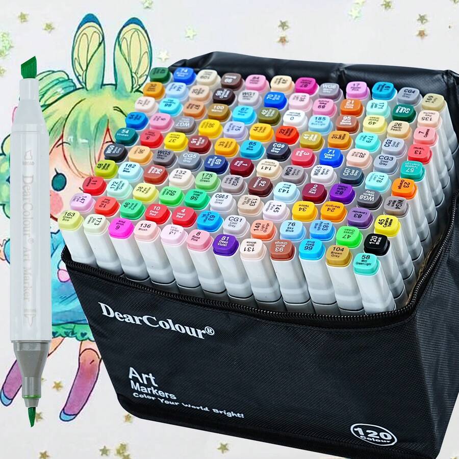 120/80/60 Colores Bolígrafos de Pintura Acrílica, Bolígrafos de Dibujo de Punta Doble Biselada y de Pincel, Bolígrafos de Colorear, Marcadores Acrílicos, Bolígrafos Lindos, Juego de Papelería, Suministros de Arte, Suministros de Pintura, Regalos Divertidos para Artistas Adultos, Regalos de Navidad para Estudiantes, Rellenos de Calcetines, Regreso a la Escuela - Blanco - Ver 1
