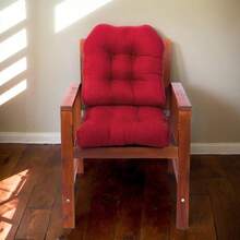 YQQ Cojines de asiento al aire libre 2pcs cojín de silla de patio en forma de U 19x19 pulgadas cojín de silla con mechones sobrecargados para silla de ratán de patio de jardín rojo cojines de asiento2179 - Roja - Ver 4