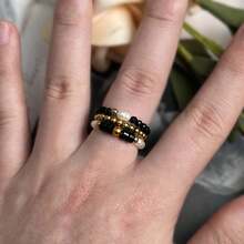 3pcs Bohemian Style Natural Stone & Cultured Pearl Beaded Ring Set, Stainless Steel Beads, Elastic Adjustable, High-End Jewelry Gift Suitable For Daily Wear, Festivals, Weddings, Parties - Natural Stone Freshwater Pearl Ring Set - View 11