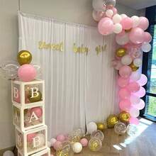 10-Inch Pink & White Metallic Chrome Gold Sequin Latex Balloons - Baby Pink & Gold Party Balloon Set, Suitable For Girls Birthday And Princess Theme Party Decorations - Multicolor - View 4