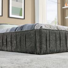 Double Bed 140*200cm, With Soft And Velvety Chenille Cover, Made Of Ec-Friendl Eucalyptus Wood And Sturdy Iron Frame, Easy Assembly, Dark Grey (Mattress Not Included) - Dark Gray + Chenille - View 11