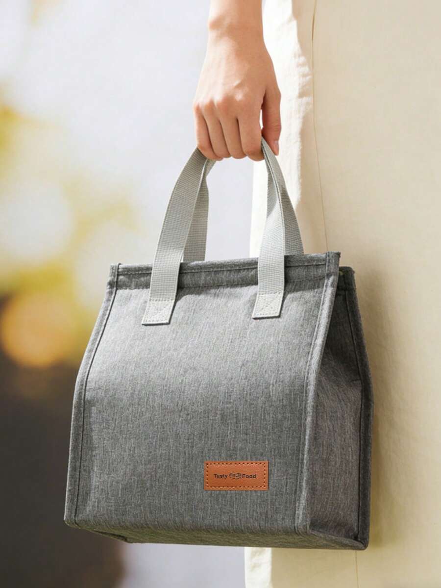 1pc Portable Insulated Lunch Bag, Thermal Lunch Box For Students, Outdoor Picnic, Hook And Loop Closure, Keeps Food Fresh And Flavorful, Waterproof And Convenient Design, Suitable For School And Office - Multicolor - View 1