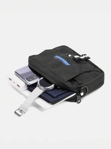 1件装男士时尚休闲字母印花多功能单肩斜挎包，户外休闲邮差包 - 彩色 - 查看 7