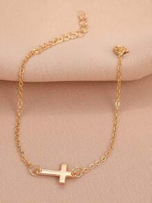 1pc Minimalist Criss-Cross Pendant Bracelet, Suitable For Women's Daily, Date And Party Wear - Model B Cross Bracelet - View 4