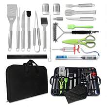 BLUEDREAMER BBQ Tools Set 34 Kit de Accesorios para ParrillaJuego de Barbacoa Utensilios y Cubiertos para Parrilla Asador Carne Asada Acero Inoxidable con Familiares al Aire Libre Picnic de Camping - Blanco - Ver 1