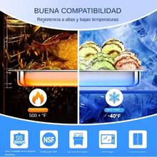 Juego de 10 sartenes de acero inoxidable para hotel, con tapas, sartenes de restaurante de tamaño medio de 1/2 para hotel, comida buffet, suministros de catering(325*265*100mm) - Plateado - Ver 4
