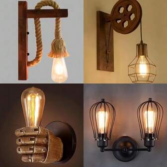 1pc Vintage Wall Light With E27 Socket For Staircase, Hallway, Cafe, Bar, Restaurant, And Hotel - Creative Lighting Design With Retro Style