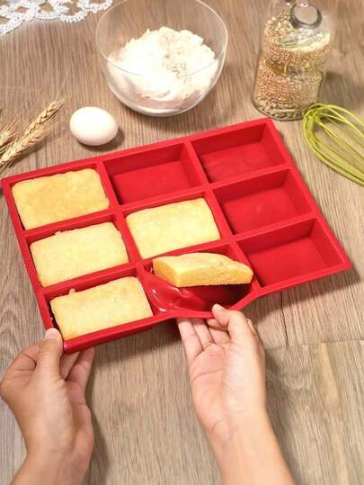 9-Cavity Multifunctional Silicone Mini Bread Baking Tray, Silicone Baking Pan, Silicone Ice Cube Tray, Non-Stick Mini Bread Baking Mold, Can Be Used As Ice Maker In Summer And Baking Tray In Winter, 9-Hole Silicone Bread Baking Pan, Square Ice Cube Maker, Suitable For Baking Mini Breads, Cakes, Meatballs, Cakes, Ice Cubes, Great Gift For Women, Men, Family