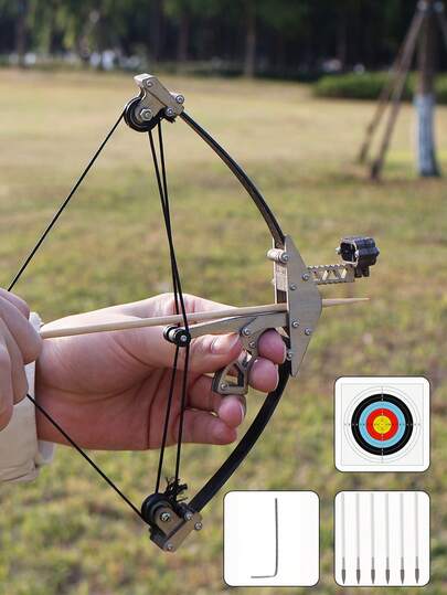1 Set Outdoor Hunting Archery Equipment Mini Compound Bow Kit, Suitable For Archery Enthusiasts As Mini Practice Assistant, Shooting Training With Small Arrows, Portable Mini Compound Bow, Outdoor Leisure Competitive Shooting Toy