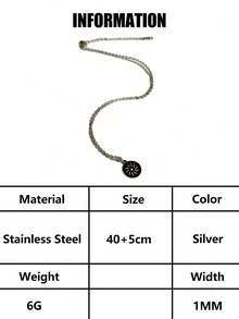 男士简约银色太阳吊坠项链，休闲日常佩戴 - 銀色 - 查看 7