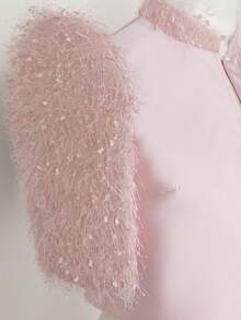 Amyenjoylife 现代菲律宾风夏季女装时尚优雅泡泡袖短袖上衣，粉色上衣，开斋节服装，开斋节 - 粉色 - 查看 6