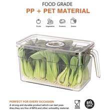 NetHong 1 PCS Food Storage Produce Saver Containers For Refrigerator, Berry Keeper Boxes For Fridge With Removable Drain Tray Keep Fresh For Vegetables/Fruit/Meat/Salad - Multicolor - View 3