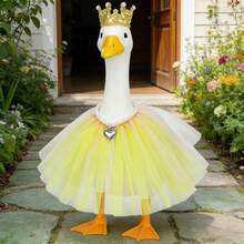 Mini ganso de escritorio de 7 pulgadas con tiara, corona, collar, vestido de tutú, llavero de ganso magnético, princesa personalizada para estatua de pato - Multicolor - Ver 2