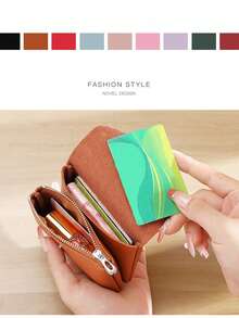 1 件迷你复古素食零钱包拉链信用卡夹正品卡夹，PU 皮革，女士钱包，正品卡夹便携式卡夹和女士钱包，钱包，伴娘礼物，女士礼物，周年纪念礼物，趣味礼物，小礼物，礼物创意