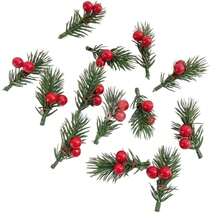 10/20pcs Artificial Christmas Pine Needles & Berries Fake Plants For DIY, Gift Box Decor & Party Supplies, Thanksgiving Wreath & Christmas Tree Decoration - Multicolor - View 9