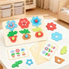 A Set Of Wooden Versatile Flowers And Wooden Versatile Building Blocks For Early Education And Puzzle Board Games, With Rich Colors For Logical Thinking Training, Suitable For Family Interactive Games For Children Over 3 Years Old. Suitable For Birthday Gifts For Boys And Girls, Christmas, Halloween, Holiday Gatherings, Board Games And Game Supplies