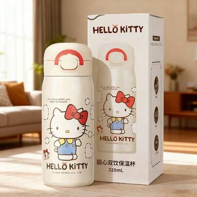 Miniso 1pc Sanrio Hello Kitty 320ml/10.82oz Double-Wall Vacuum Insulated Tumbler - 316 Stainless Steel, Keeps Hot/Cold, Leak-Proof, Suitable For Office/Home/Commute