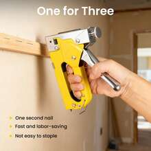 Professional Manual Hand Tacker – Durable Staple Gun For Upholstery, Furniture Repair, And Woodworking – Versatile 3-In-1 Design - Multicolor - View 2