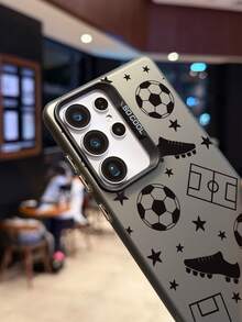 1pc Football Pattern Design Shockproof Scratch-Resistant Protective Phone Case, Suitable For Travel Enthusiasts, Compatible With IPhone XR/11 Pro Max/7P/8P/12 Pro/12 Pro Max/13 Pro/13 Pro Max/14 Pro/14 Pro Max/15 Pro/15 Pro Max/14/15Plus/16E/16 Pro/16 Pro Max/17 Pro/17 Pro Max/Air/SMART8, Galaxy A55/A15/S23/S24/S25 Ultra - Black - View 3