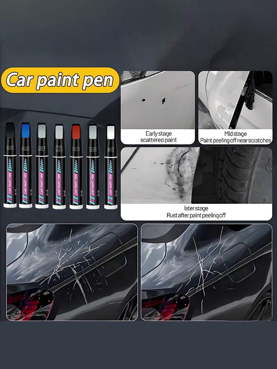 HGKJ 汽车补漆笔，红色补漆笔+去除剂，通用型，适用于深浅划痕，无需抛光，轻松快速修复车漆，高品质深划痕修复工具，汽车补漆笔刷，汽车维修工具，适用于汽车/摩托车/车身，汽车补漆笔，划痕修复，车辆颜色修复，翻新笔 - 彩色 - 查看 1