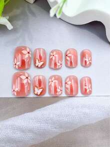 10片手工玫瑰红椭圆形美甲贴纸，香氛法式美甲风格，按压式美甲贴纸，适合新年、情人节、UV灯美甲、夏季、日常佩戴，优雅设计美甲用品 - 玫紅色 - 查看 7