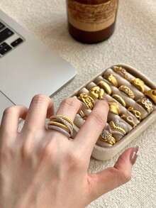 Anillo de plata de ley 925 con circonita, diseño minimalista, ajustable, hipoalergénico - Unitalla - Ver 3